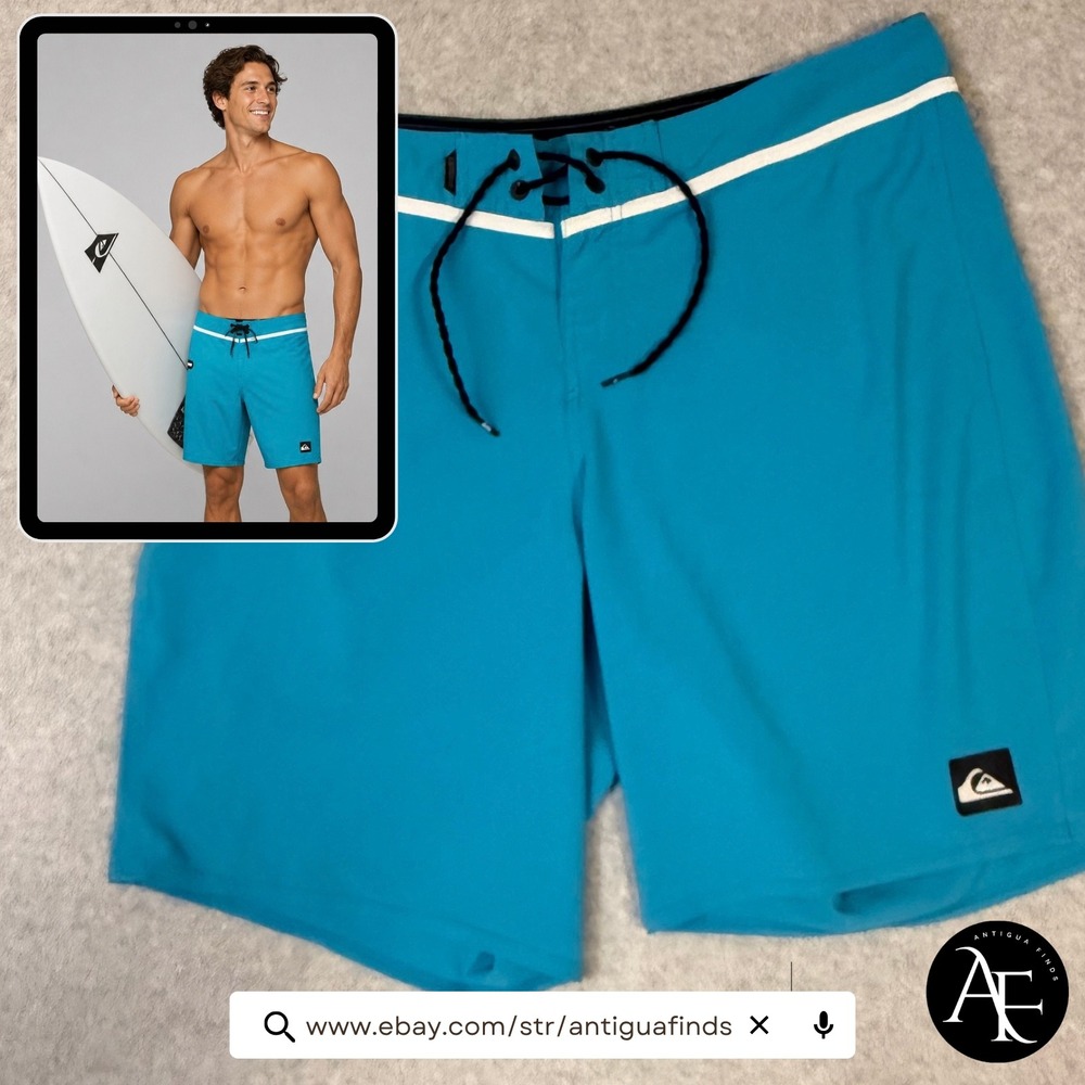 Quiksilver AG47 Dry Flight Board Shorts Mens 36 Blue Performance Swim Trunks